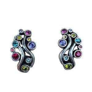 Patricia Locke Multi-Color Crystal Clip-On Earrings Year 2015
